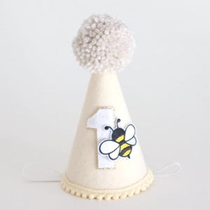 First Bee-day Hat Party Bee Birthday Daisy Theme Garden Celebration Spring Accessory Flower Crown Felt Headpiece Cone Shaped Headwear image 6