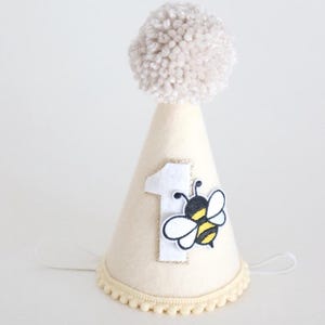 First Bee-day Hat Party Bee Birthday Daisy Theme Garden Celebration Spring Accessory Flower Crown Felt Headpiece Cone Shaped Headwear image 4