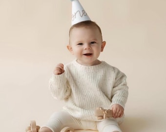 Baby Boy First Birthday Hat Half Party Hat Neutral Party Celebration Photo Prop Cake Milestone Session Baby One Year Decoration Aesthetic