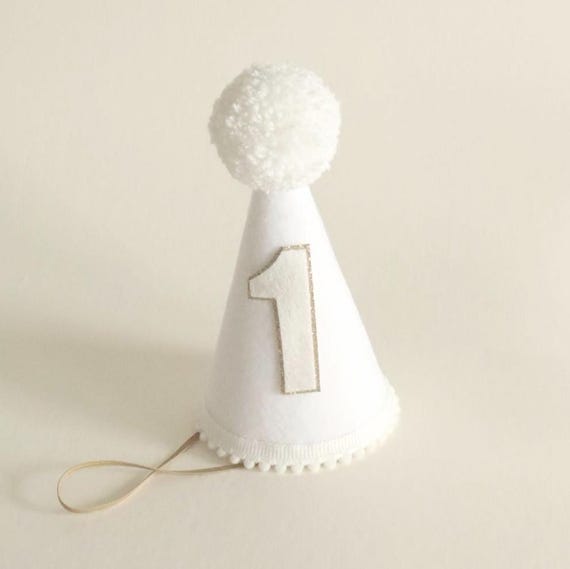 Neutral First Birthday Party Hat Boho Crown Half Birthday Glitter Celebration Handmade Baby 1st Party Hat Photoshoot Prop Toddler Cake Smash