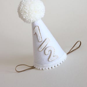 Girl’s 1/2 Birthday Party Hat Half birthday party Baby 1/2 birthday Boy half birthday Boho first birthday hat Glittery party hat neutral hat