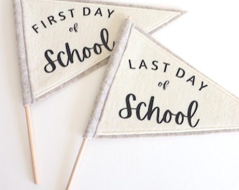 Back School Pennant First Day Preschool Photo Prop Felt Flag Kindergarten Milestone Banner Last Day School Keepsake Neutral Trendy Flag