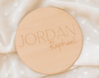 PERSONALIZED Baby Gift  Wood Disc Baby Milestone Hospital Photo Newborn Baby Plaque Engraved name Announcement Personalized Gift Baby Shower
