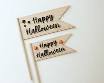 Halloween Wooden Pennant Flag with Stick