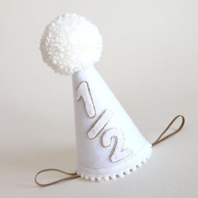 Baby Birthday Hat First Birthday Celebration Party Crown Photo Prop Session Milestone Keepsake Handmade Party Accessory Glitter Crown Design Festive Headpiece Cake Smash Photography Essential Colorful Pom Pom Detail Custom Color Options