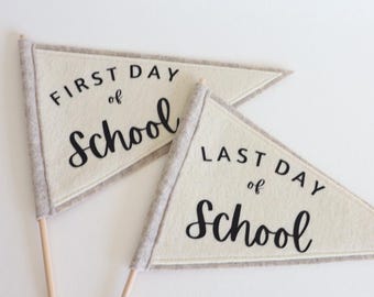 Terug naar school vilten wimpel: eerste dag, laatste dag fotorekwisieten