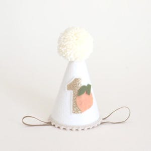 Peach First Birthday Party Hat: Boho Felt Cake Smash Prop