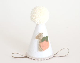 Peach First Birthday Party Hat: Boho Felt Cake Smash Prop