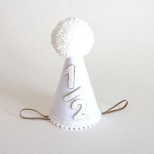 Baby Birthday Hat First Party Smash Cake Photo Prop Handmade Celebration Glitter Crown Half Girl Headpiece Neutral Design Custom Accessory image 7