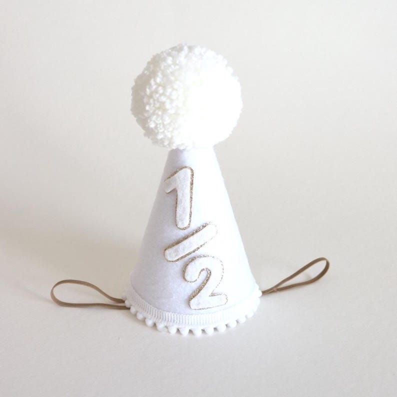 Baby Birthday Hat First Party Smash Cake Photo Prop Handmade Celebration Glitter Crown Half Girl Headpiece Neutral Design Custom Accessory image 7