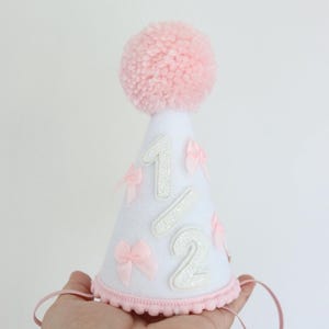 Coquette First Birthday Hat Girl’s 1/2 Birthday Hat Bowtiful birthday Bow Birthday Hat Baby 1/2 birthday half birthday Vintage birthday hat