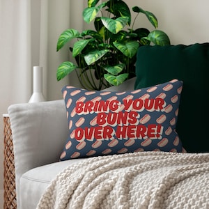 Fun Hot Dog-Themed Lumbar Pillow, Whimsical Home Decor, Unique Gift for BBQ Lovers, Funny Couch Cushion, Playful Kitchen Accent
