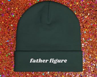 Embroidered Knit Beanie, Father Figure Gift for Showgirl Era, Dad Hat, Vintage Style Cap, Retro Headwear, Unique Christmas Present
