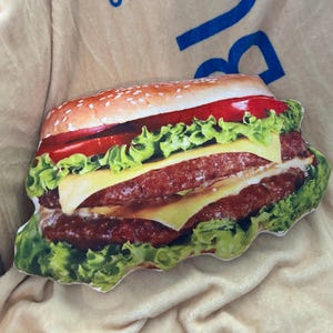 Funny Food Pillow, Cheeseburger Shaped Throw Pillow, Gifts for Foodies