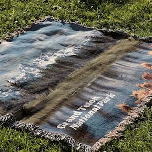 Grand Teton Nationalpark Webdecke | Berglandschaft Überwurf | Natur-Liebhaber-Geschenk | Outdoorsy Abenteuer Dekor | Camping Decke
