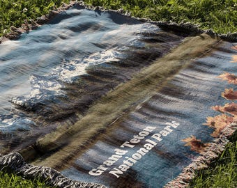 Grand Teton Nationalpark Webdecke | Berglandschaft Überwurf | Natur-Liebhaber-Geschenk | Outdoorsy Abenteuer Dekor | Camping Decke
