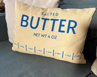 Butter Pillow, Funny Salted Butter Home Decor, Gift for Bakers, Foodies