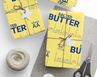 Salted Butter Pattern Wrapping Paper | Yellow Butterprint Gift Wrap