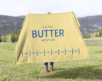 Velveteen Plush Blanket - Butter Blanket, Funny Food Blanket, Cozy Throw Blanket, Foodie Gift, Soft Fleece Blanket