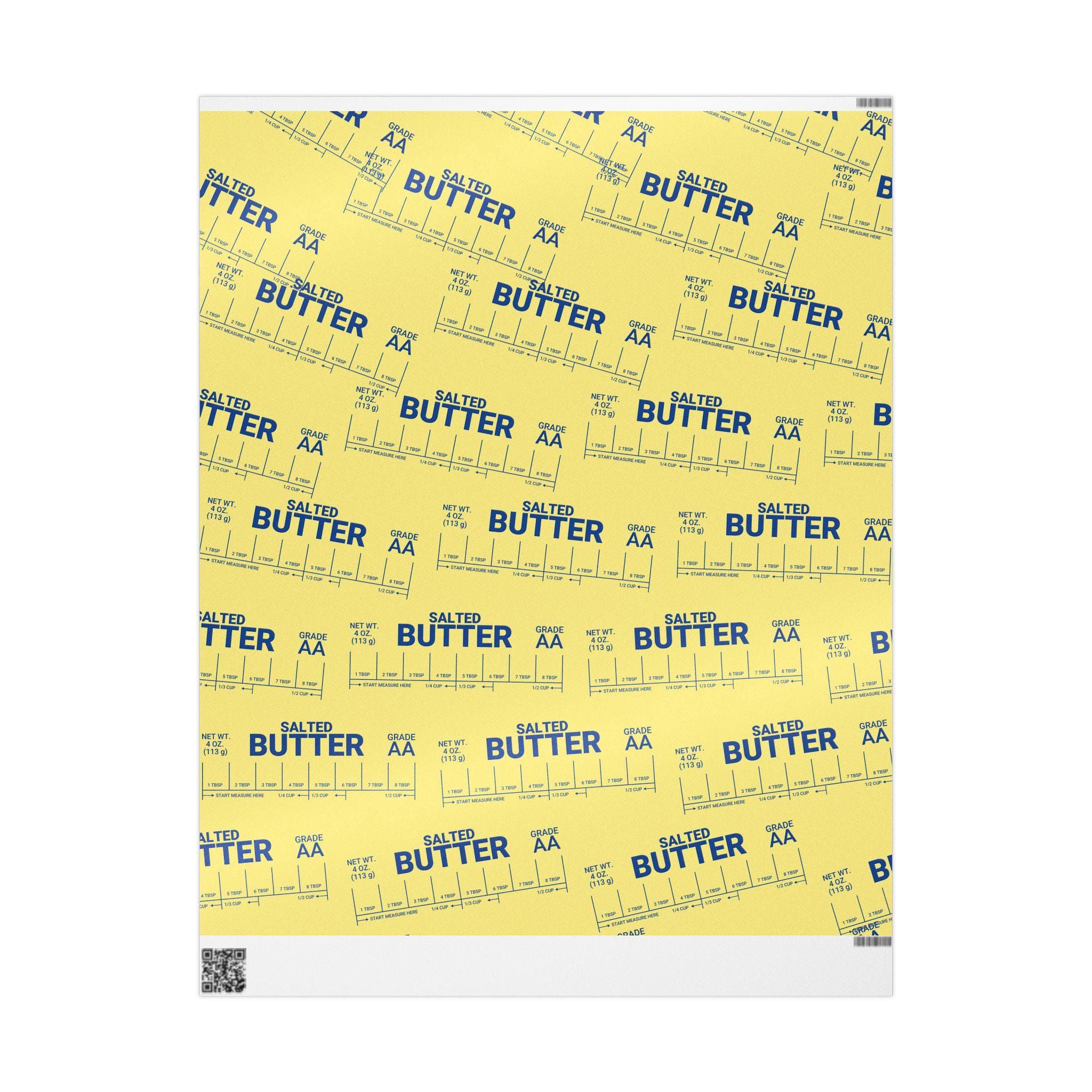 Salted Butter Pattern Wrapping Paper | Yellow Butterprint Gift Wrap - Etsy