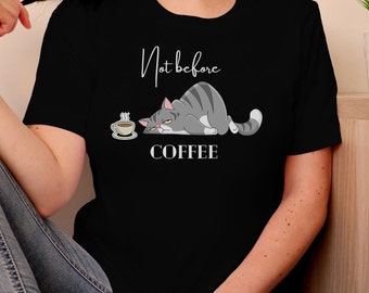 funny coffee shirt, coffee before talkie, funny coffee quote, coffee lover gift, but first coffee, Cat Lover Shirt, Funny Cat Shirt