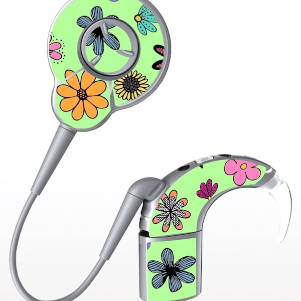 Flower Power cochlear implant and hearing aid skins skins