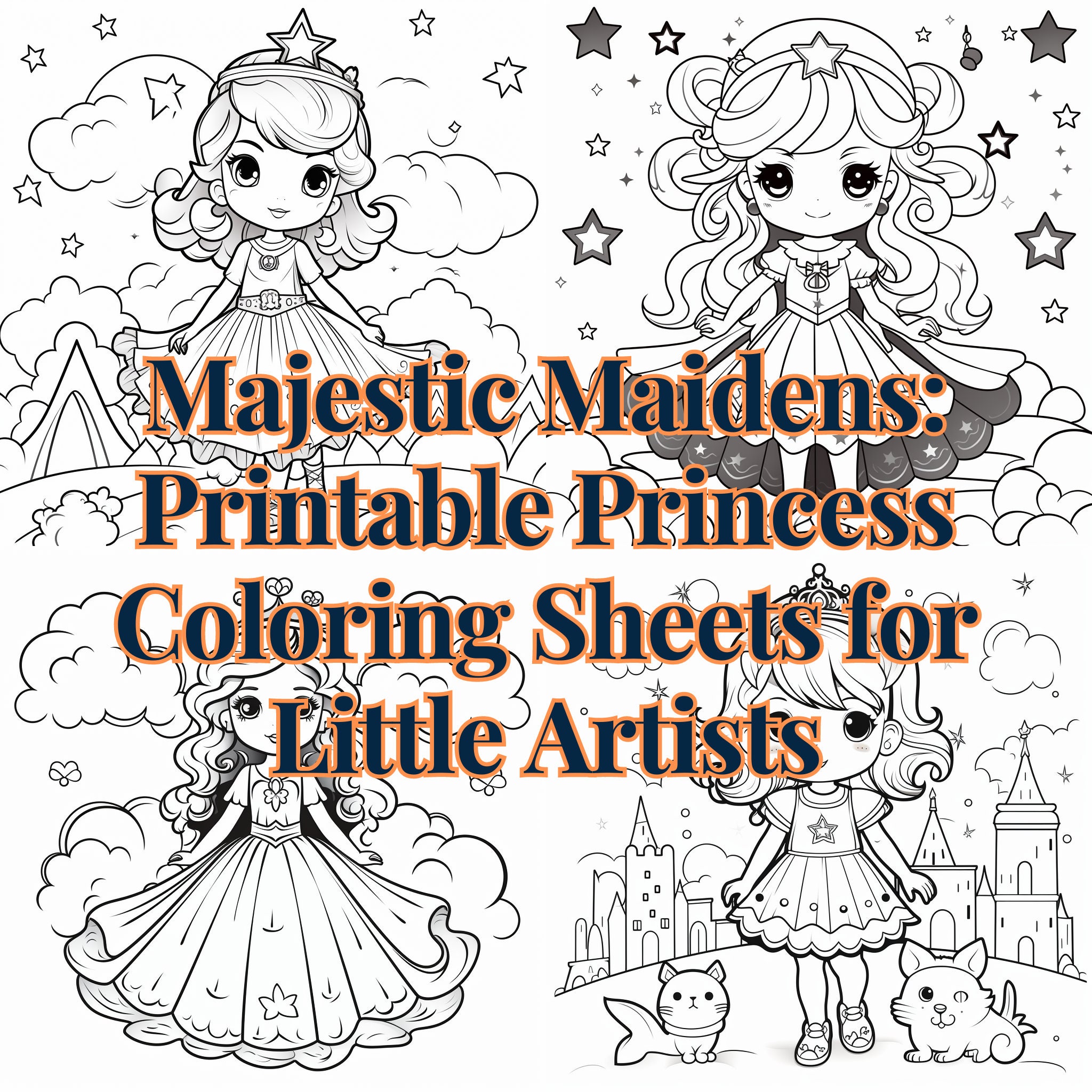 Printable Princess Coloring Sheets for Little Artists - Etsy