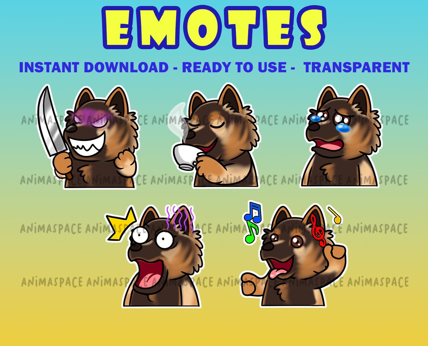 Animated Kawaii German Shepherd Dance Emote Twitch Discord 