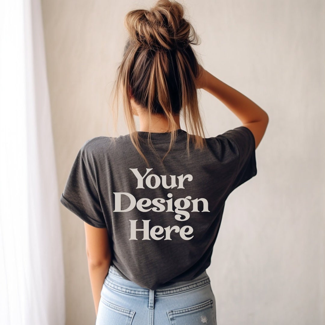 Dark Heather Bella Canvas 3001 Mockup, Bella Canvas 3001 Back Mockup ...