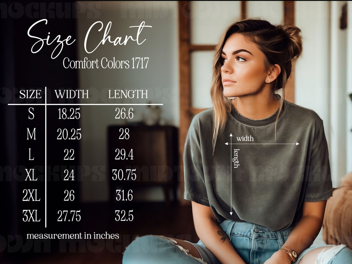 Comfort Colors C1717 Size Chart, Comfort Colors Size Charts, Comfort ...