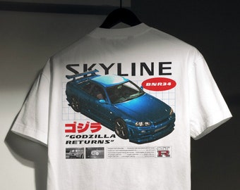 Nissan Skyline R34 T-Shirt - Original Art Car Shirt Poster Type Design for Birthday / Gifts For Car Guys / Gift for Dad