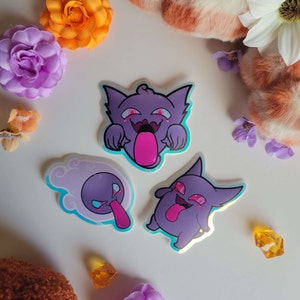 Ghost Evolution - 2.5&quot; Glow in the Dark Die Cut Sticker | Decal | Laptop | Accessory | Gastly | Haunter | Gengar