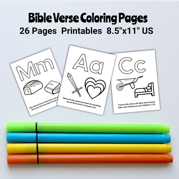 Printable Bible Verse Alphabet Coloring Pages for Preschools