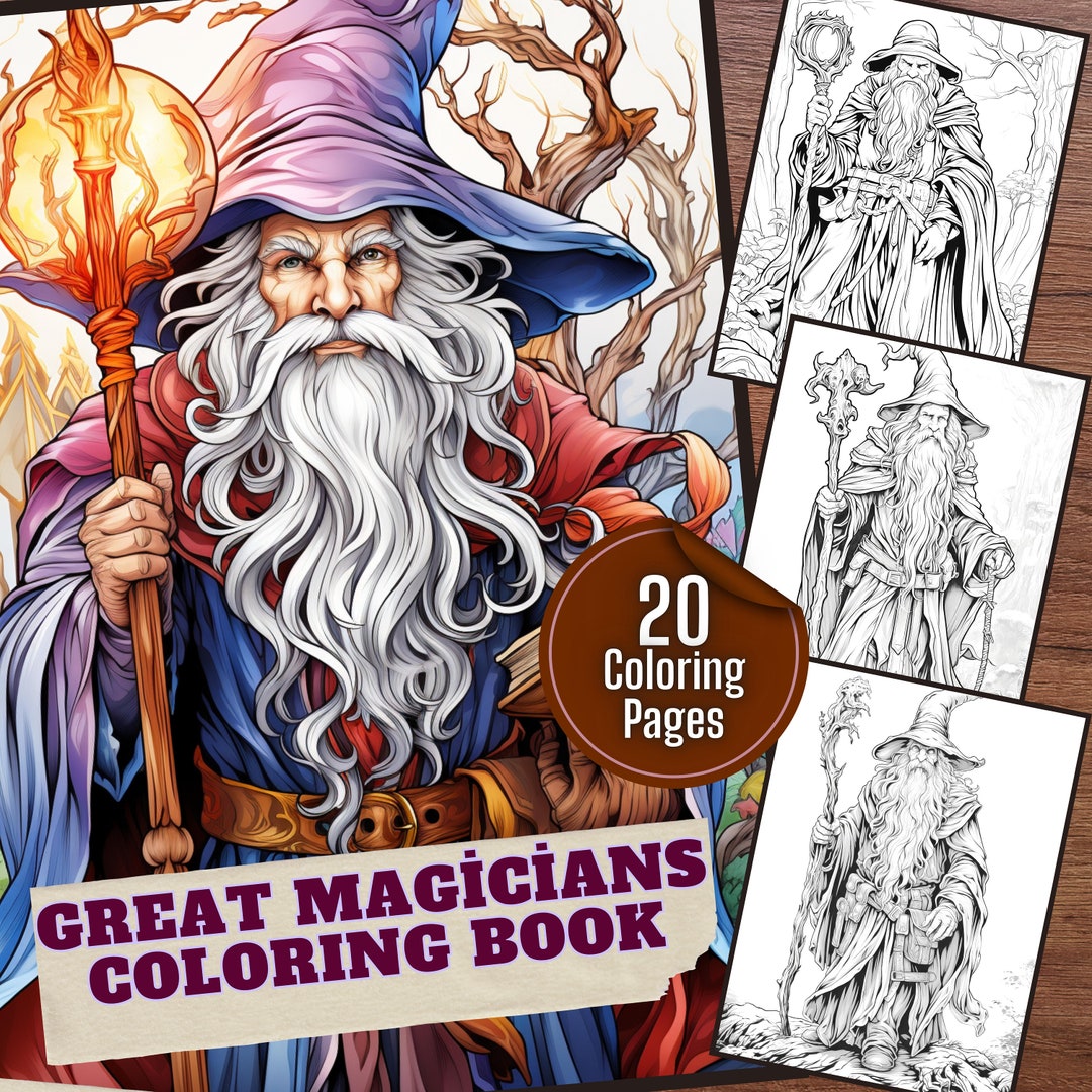 Great Magicians Coloring Page - Set of 20 Printable Pages, Coloring ...