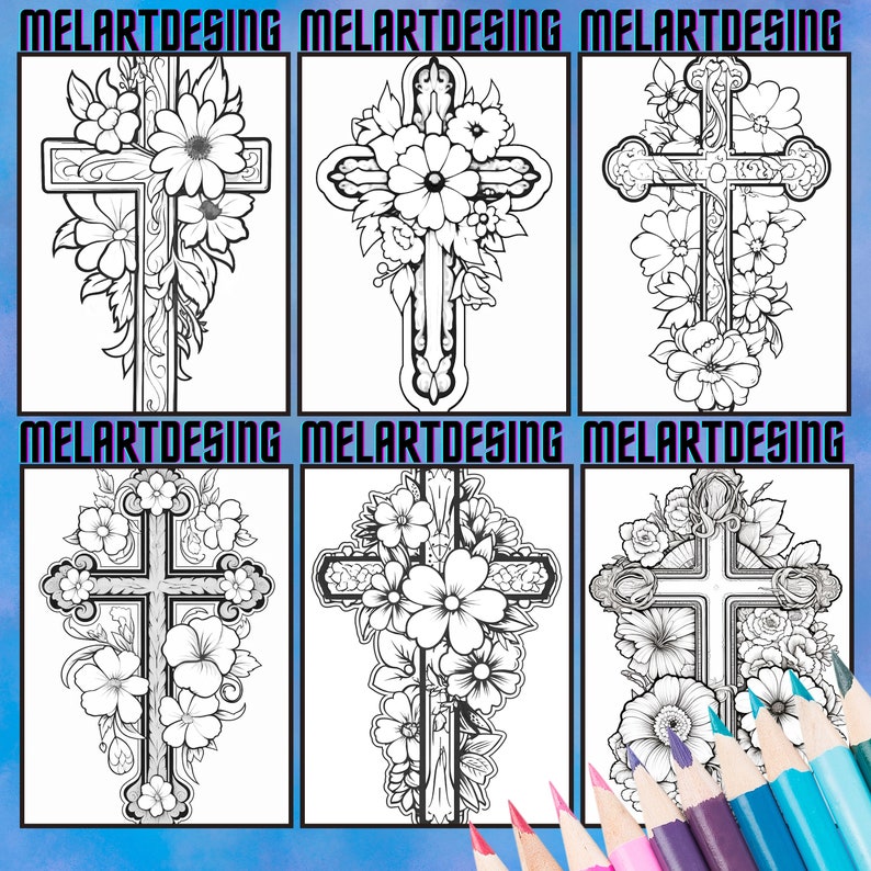 Holy Cross Coloring Pages Set of 50 Printable Pages, Coloring Book for