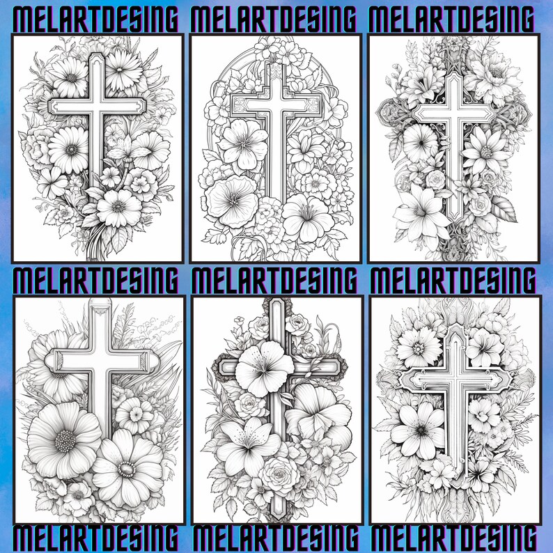 Holy Cross Coloring Pages Set of 50 Printable Pages, Coloring Book for