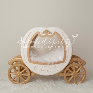 White cream princess carriage for newborn or baby composite for digital photography images