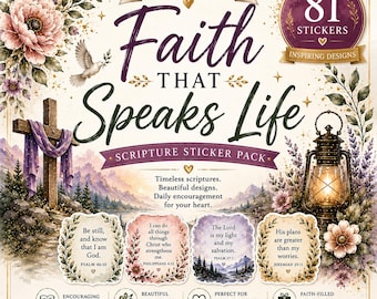 81 Christian Scripture Stickers Bundle | Printable Bible Verse Stickers ...
