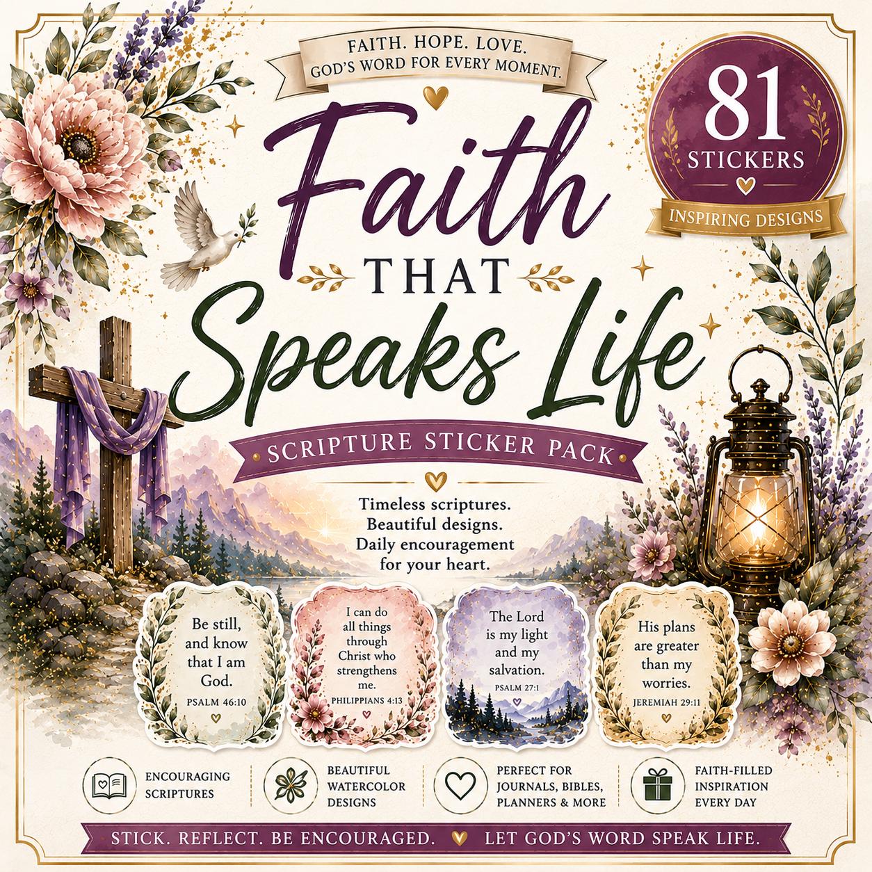 81 Christian Scripture Stickers Bundle | Printable Bible Verse Stickers ...