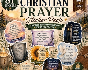 81 Christian Prayer Scripture Stickers Bundle | Printable Bible Verse ...