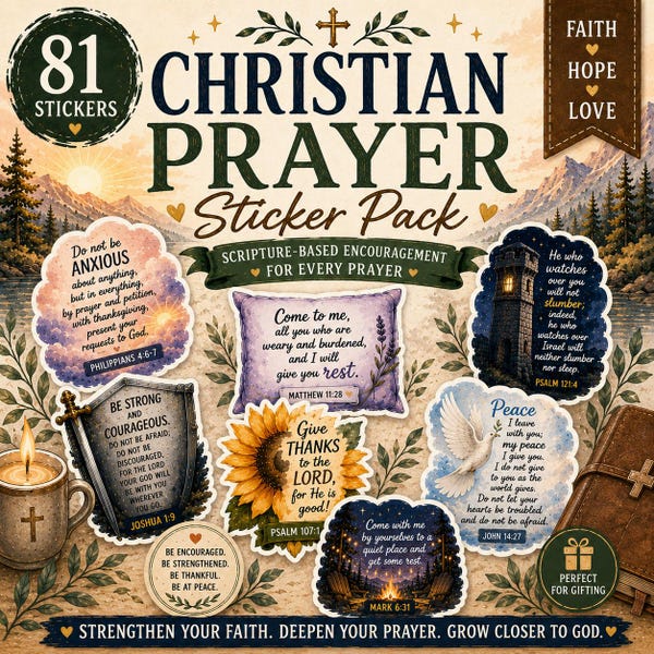 Lot de 81 autocollants de versets bibliques chrétiens pour la prière | Autocollants de versets bibliques à imprimer | Autocollants pour journal de foi | Modèles à imprimer pour journal biblique