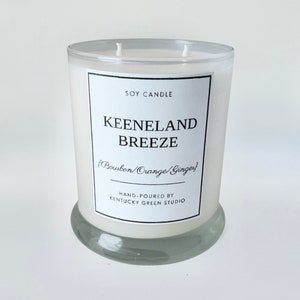 Keeneland Breeze Soy Wax Candle for Horse Racing Enthusiast. Traditional Bourbon Cocktail of Keeneland Race Track in Lexington, Kentucky.