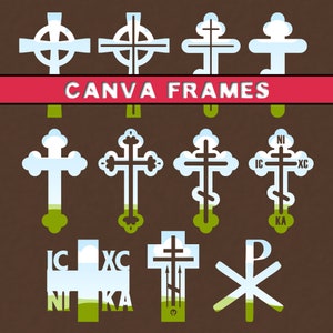 正教会の十字架 PDF バンドル、ドラッグ アンド ドロップでカスタム Canva フレームに記入、商用利用可能なデジタル ダウンロード