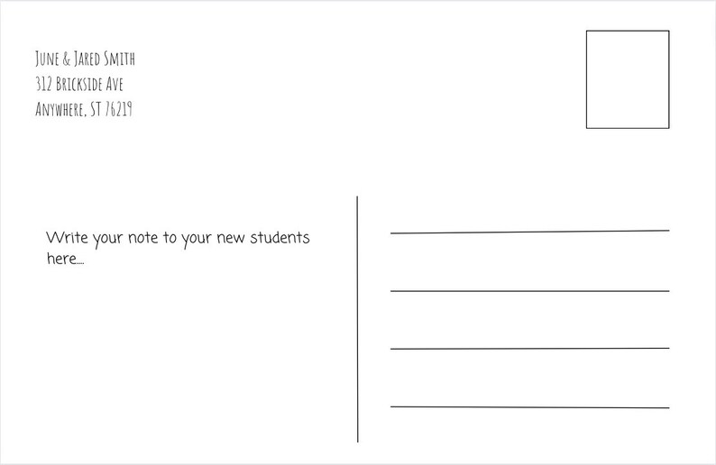 Editable Back to School Postcard for Students - Etsy
