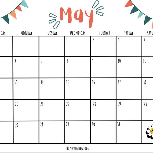 May 2024 Calendar Etsy