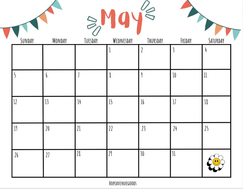 Editable May 2024 Calendar Etsy
