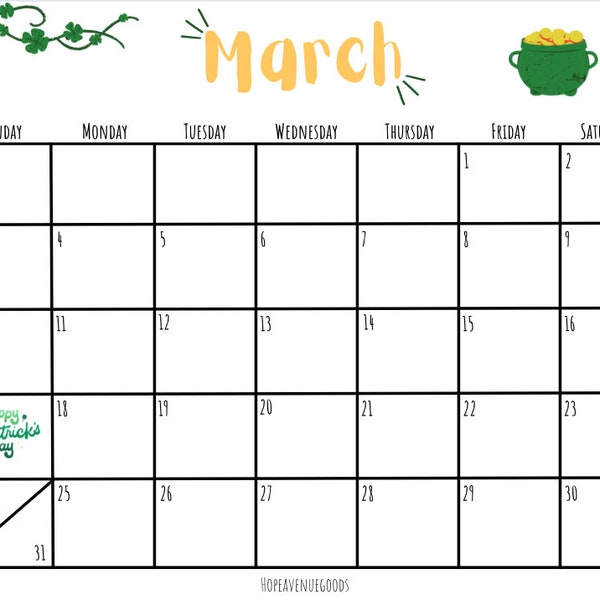 MARCH 2024 CALENDAR Etsy