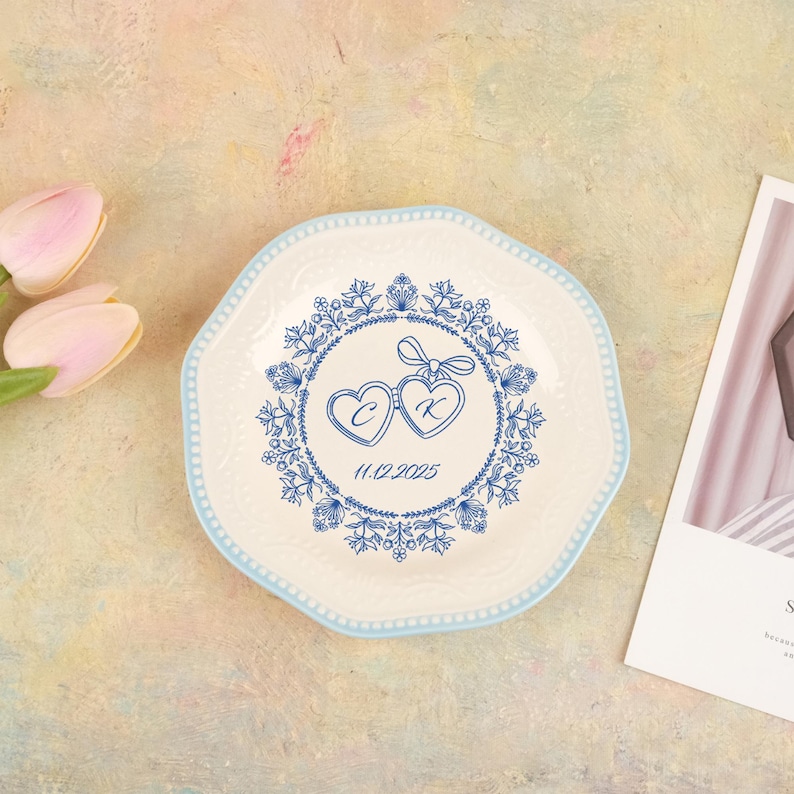 Custom Bridal Plates, Personalized Wedding Ceramic Plates, With Name And Date, Wedding Keepsakes, Ceramic Wedding Gifts
