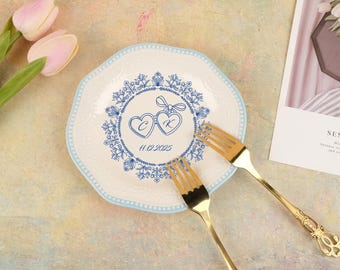 Custom Bridal Plates, Personalized Wedding Ceramic Plates, With Name And Date, Wedding Keepsakes, Ceramic Wedding Gifts