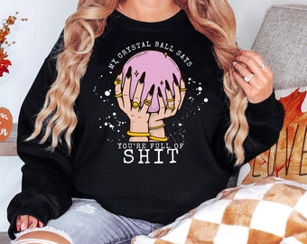 Halloween Hexe Ball Mein Kristall sagt Ball T-Shirt / Sweatshirt / Hoodie, Halloween Polite Shirt, niedliches Baumwoll-Sweatshirt,zivilisierter Hoodie, benutzerdefinierte Farbe